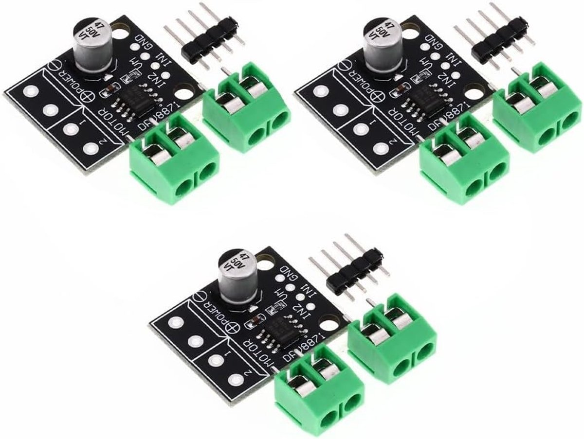Motor Driver Modules - H-Bridge Controller - Robotica Projecten - Brede Spanningsondersteuning - 3 Stuks - Zwart