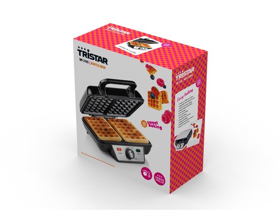 Tristar Wafelijzer - WF-2195 - 1000W - 2 wafels - Anti aanbaklaag - PFAS-vrij