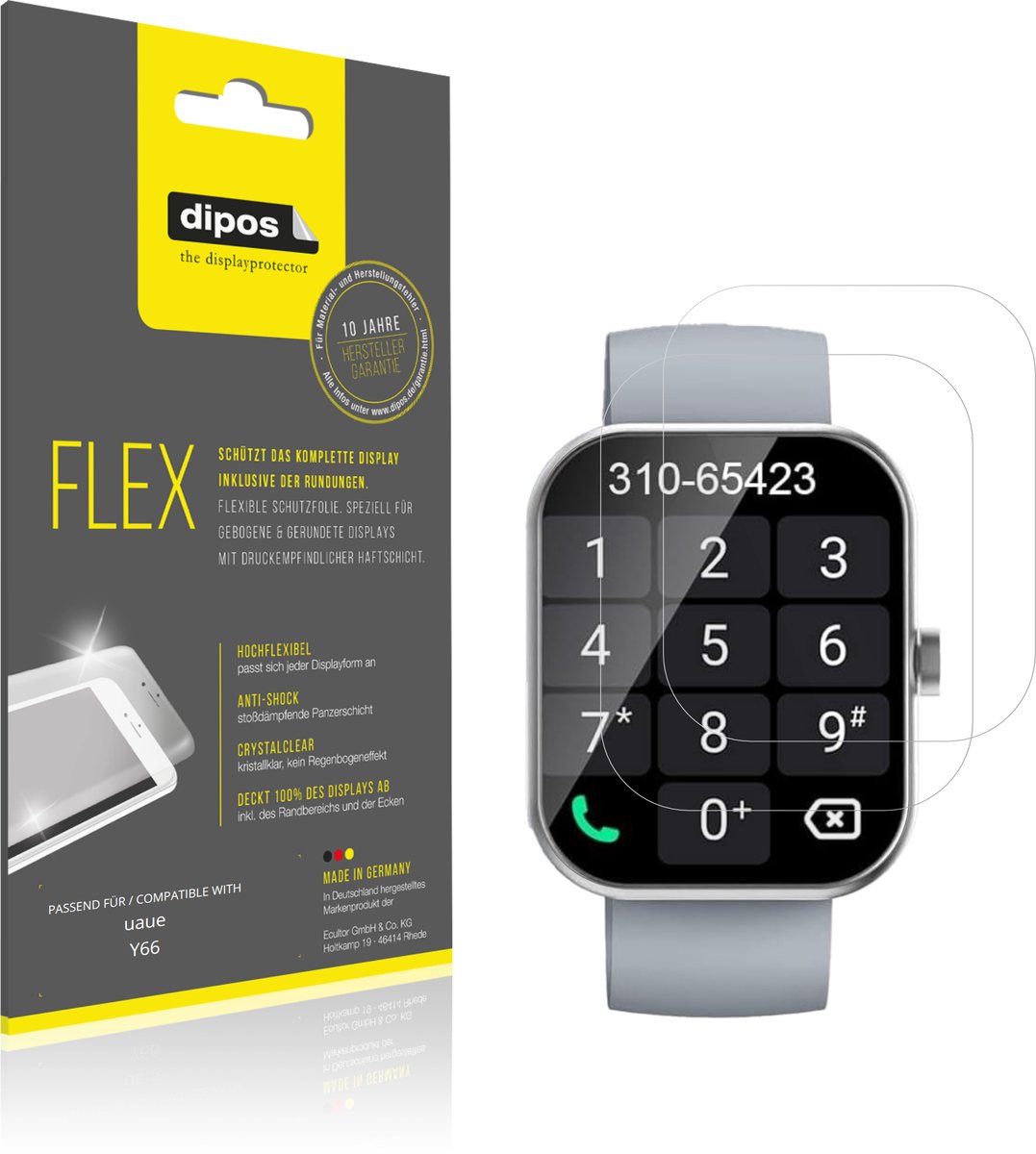 dipos – 2x Beschermfolie geschikt voor uaue Y66 | 3D Full Cover Screenprotector | 100% Passend