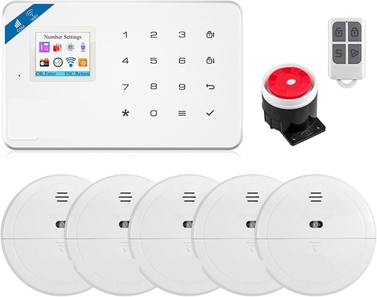 Alarmsysteem GSM Centrale - Beveiligingssysteem Huis - Diefstal Voorkomen - APP-bediening Stem - 1000 Gram - Wit