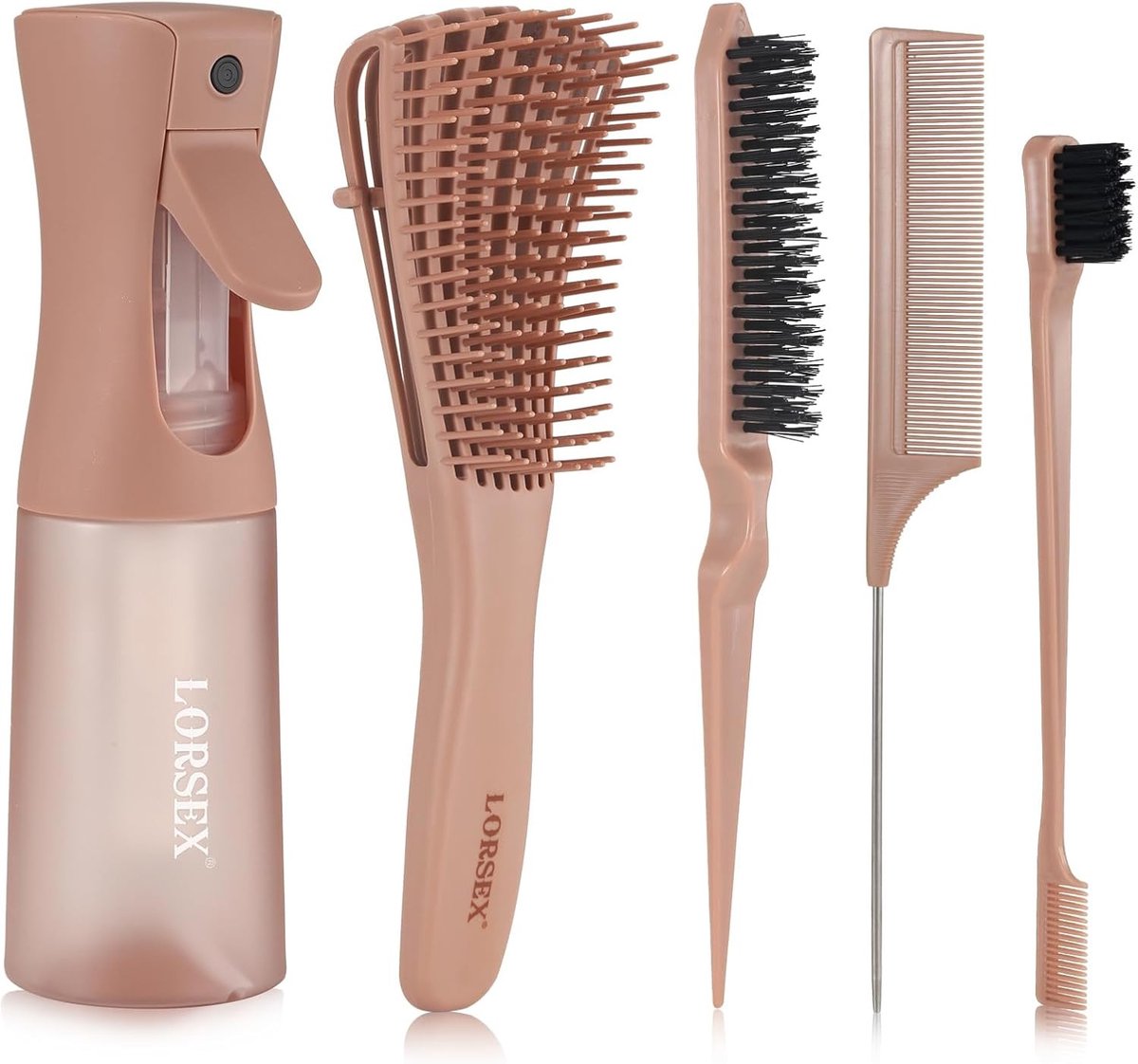 Haarborstel met 200ml haarsprayfles - Ontklittingsborstel voor Natuurlijk Haar - Ergonomisch Ontwerp - Duurzame Kam - Voor Afro Haar