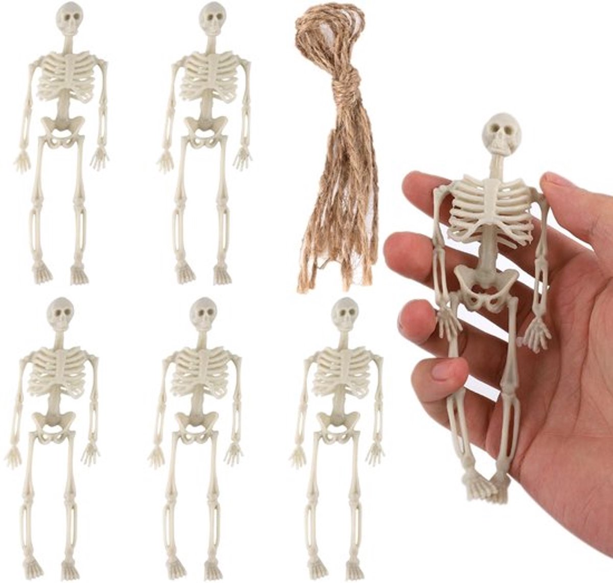 Zeynomax - Mini Skelet Beeldjes - Grappige Decoratie - Beige