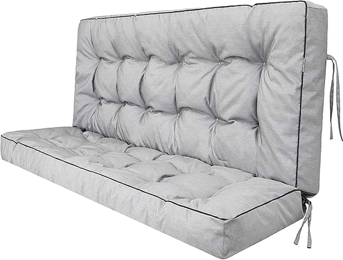 Bankkussen Waterdicht - Tuinkussen Terras - Buiten Zitten - 10cm Dikke Vulling - 140 x 100 cm - Grijs
