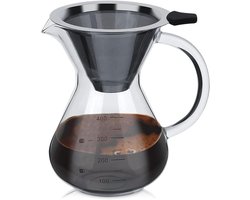 Gietover Koffiezetapparaat - Hittebestendig Borosilicaatglas - Roestvrijstalen Filter - Handmatig - Voor Koffieliefhebbers