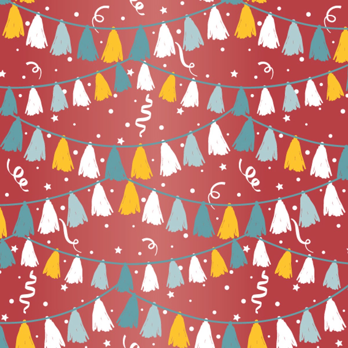 Cadeaupapier Set – Party Vibes Collection (6 Stuks) – 200×70 cm – Turquoise, Blauw, Zalmroze & Rood – Feesthoedjes, Cadeautjes, Confetti, Slingers & Ballonnen – Inpakpapier — afbeelding 2