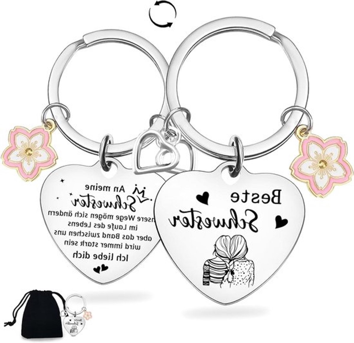 Zilveren sleutelhanger cadeau voor zus - Inovra Plus