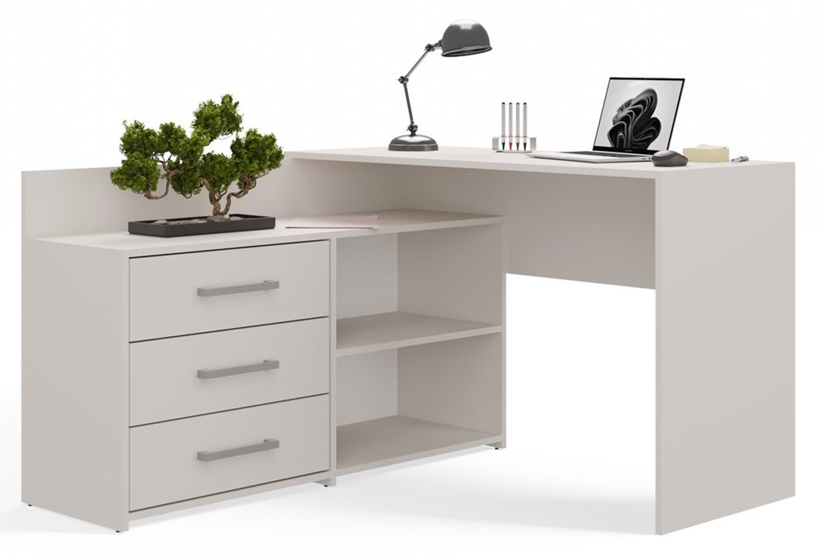 Hoekbureau creme met lades Creme
