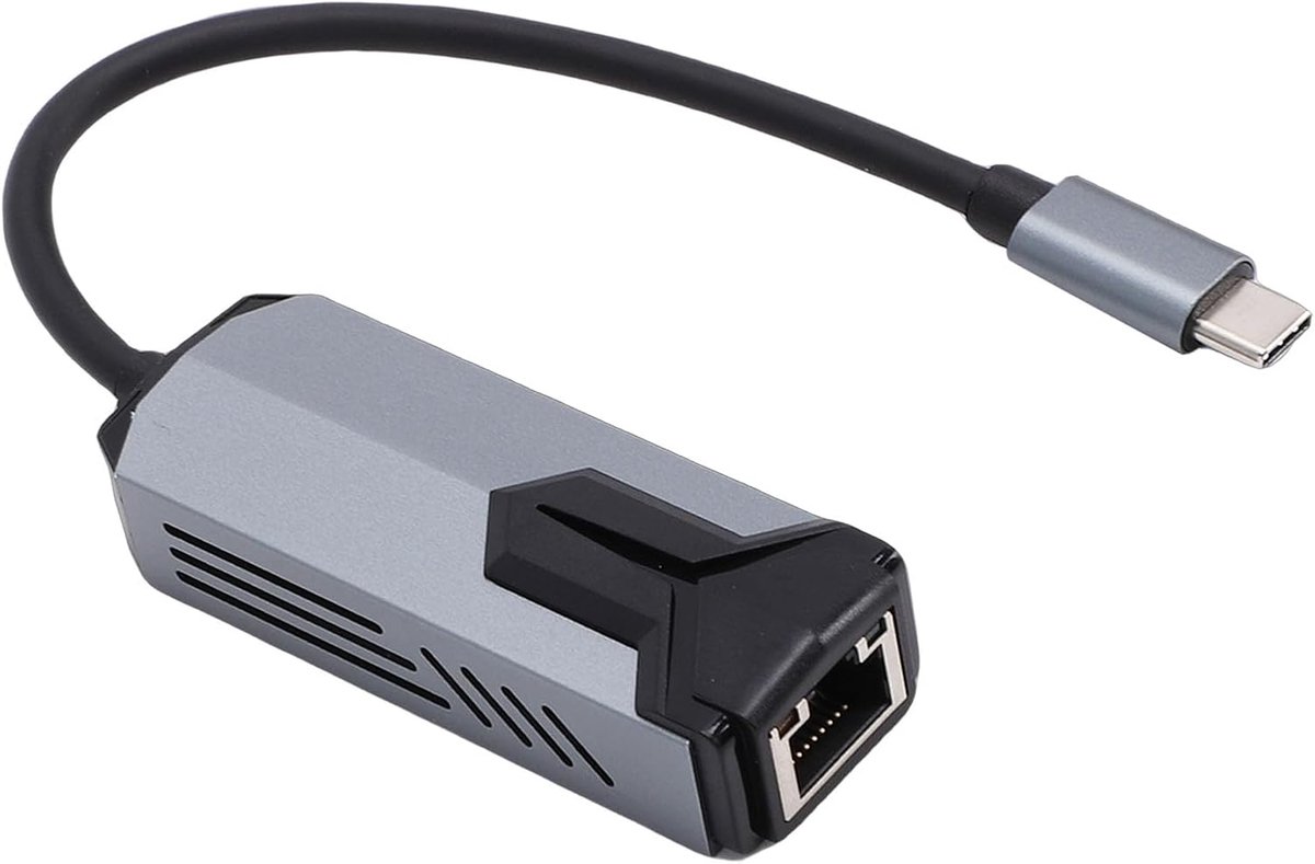 USB C naar Ethernet Adapter - RJ45 Netwerkconverter - Snelle Internetverbinding - 5 Gbps Snelheid - 42 g - Zwart