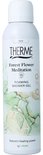 Therme Forest Flower Meditation foaming shower gel in witte spuitbus met groen en gouden abstracte print.