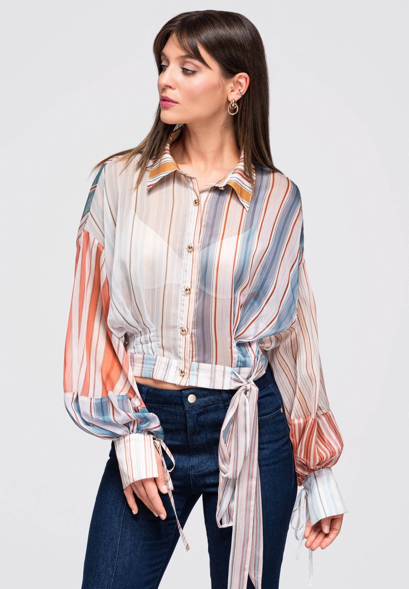 OMBRE Overhemd - Loose Fit - Lange Mouw - Knopen Abrikoos M/L