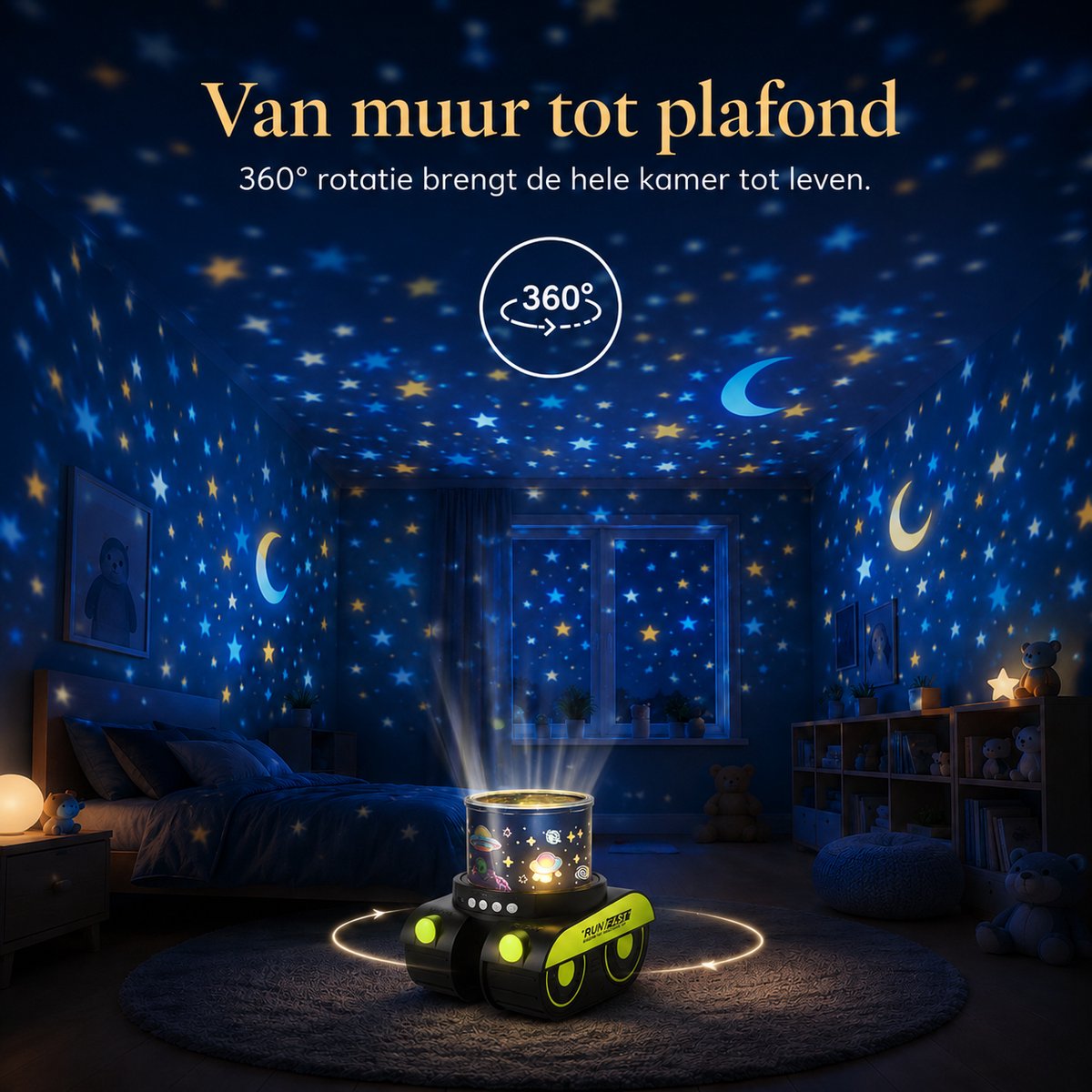 Sercano Sterrenhemel Projector - Ingebouwde 8 muziek - Nachtlampje Kinderen - 6 Thema's - 360° Rotatie - 5 uur Gebruiksduur - 360° Rotatie - Oplaadbaar - Schattig Cadeau – foto 8
