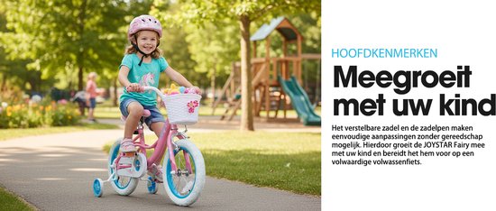 JOYSTAR Fairy Kinderfiets voor Meisjes - 16 Inch - Handrem - Mand - Zijwieltjes - Roze van JOYSTAR — afbeelding 4