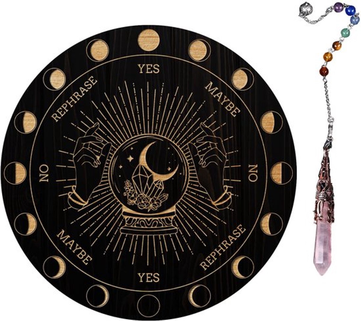 Vt products - Magic Crystal Ball Slinger Board - Waarzeggerij - Houten carven board