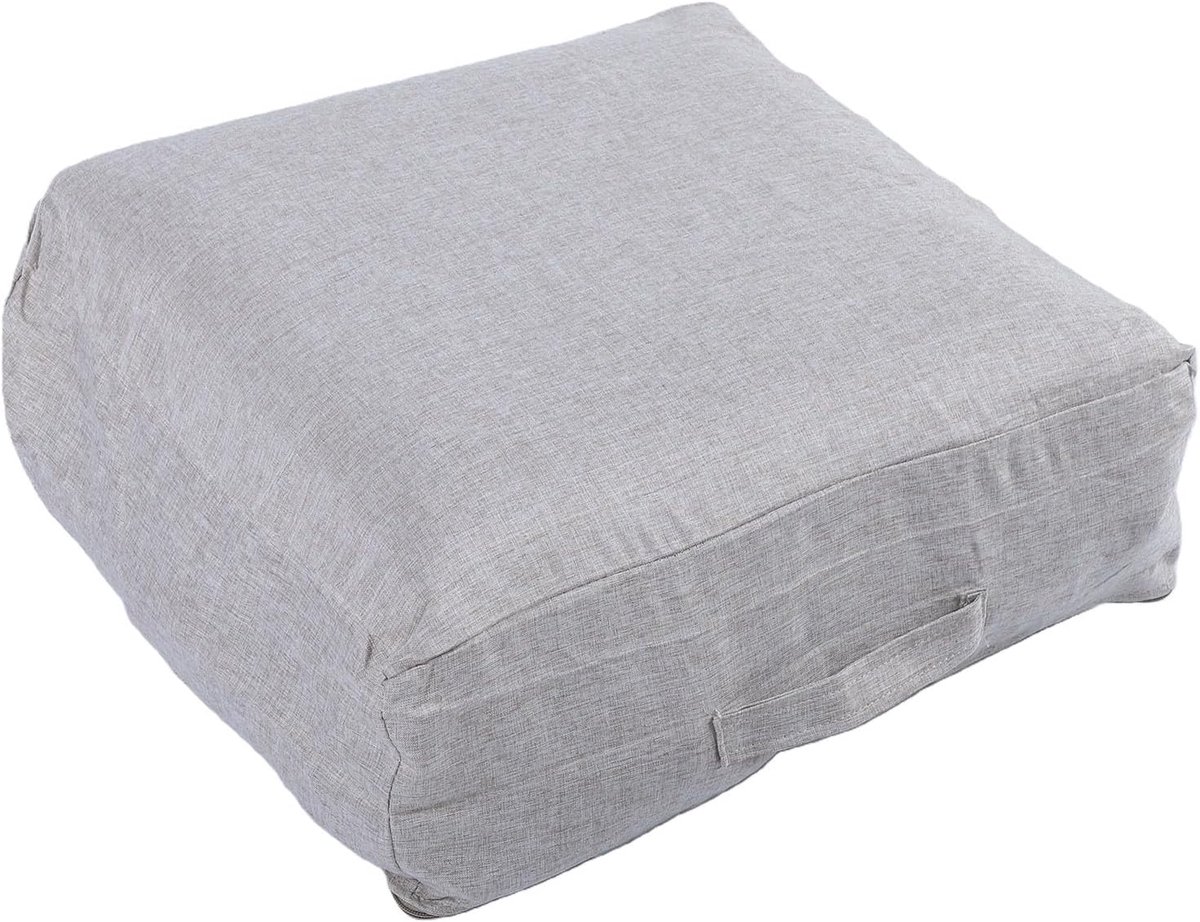 Vloerpoefhoes Opbergtas - Poefvoetenbankhoes Decoratief - Ruimte Organiseren - Multifunctioneel Ontwerp - 60x60x20cm - Licht kaki