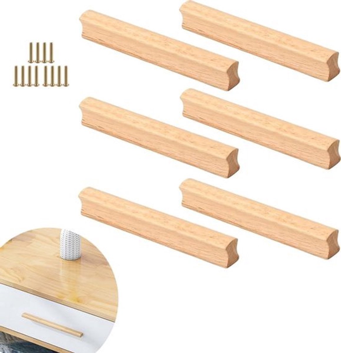 IMstore - Houten Meubelgrepen - 6 Stuks - Voor Keuken en Badkamer