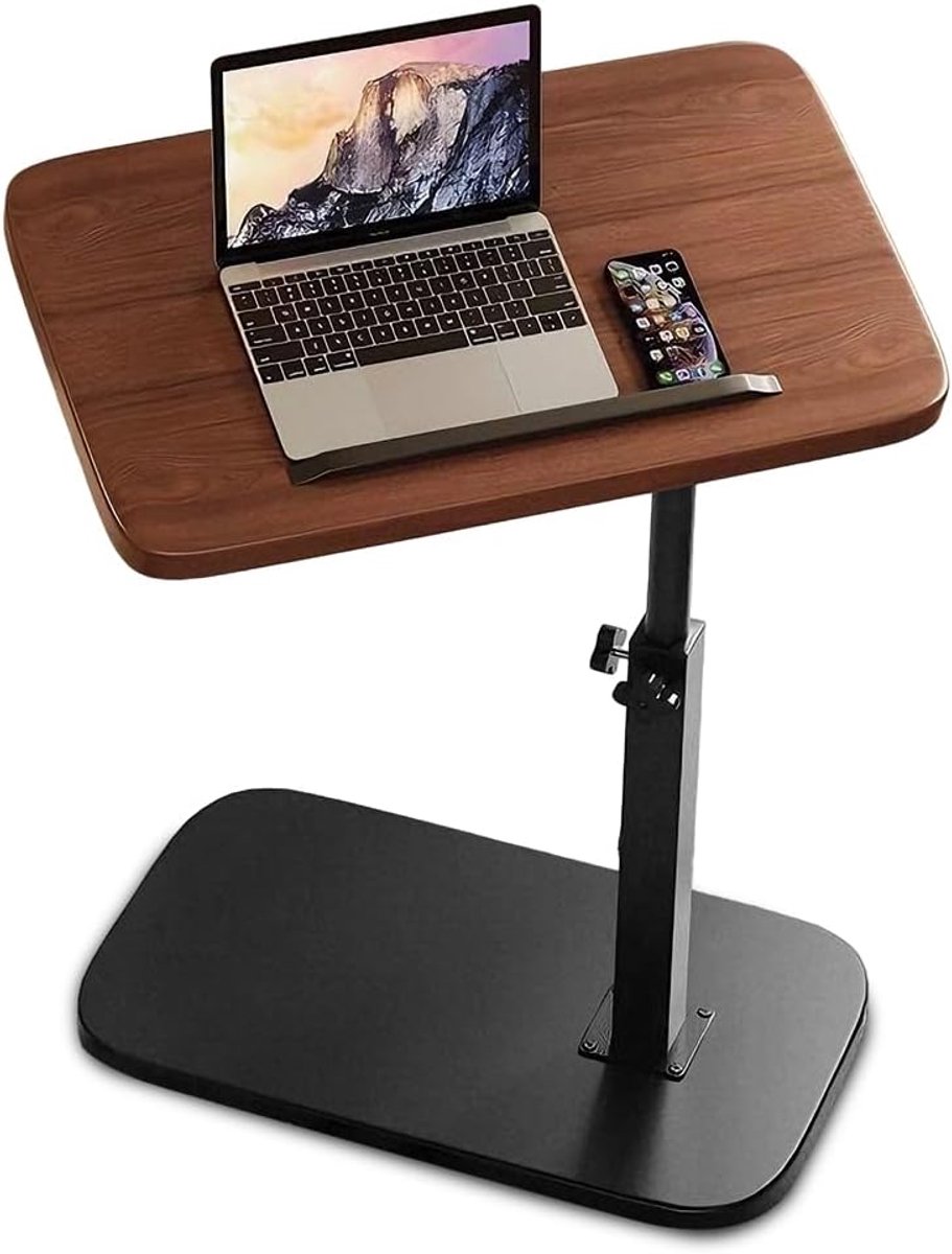 Verstelbare bijzettafel - C-vorm tafel - Ontspannen aan tafel - 360° draaibaar blad - 45-80 cm hoogte - Bruin