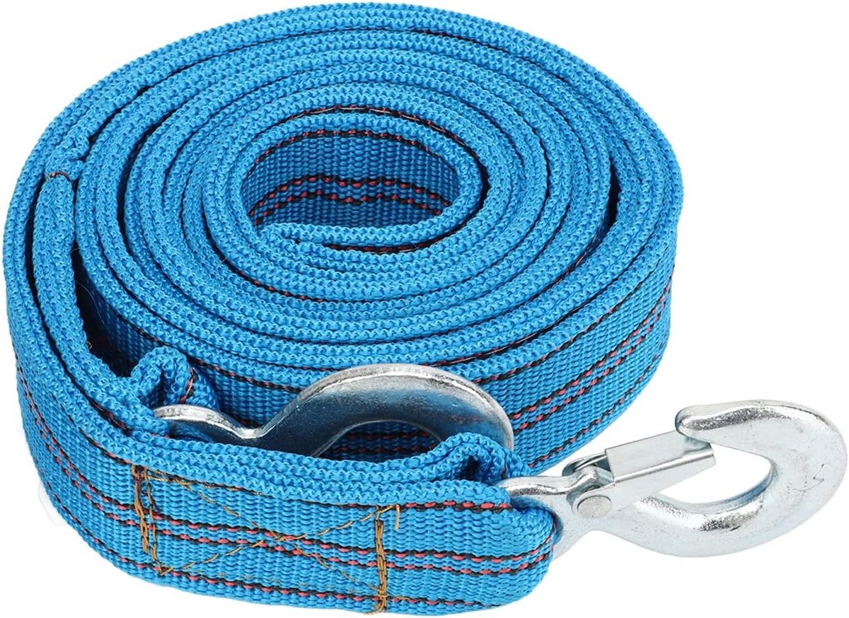 Zware Recovery Rope van 13ft met Metalen Veiligheids haken - 5 Ton Trekcapaciteit voor Auto's en Trailers, Ideaal voor het Beveiligen van Voorwerpen en Pechhulp