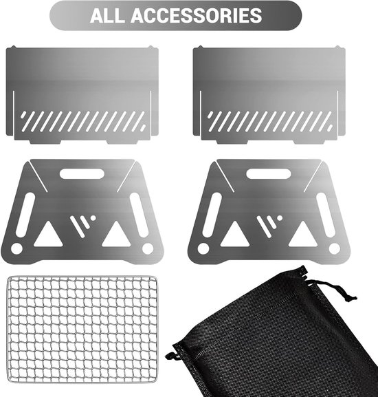 Charcoal Grill, Barbecue Camping Grill Folding Grill Table Grill Stand Grill Made of Stainless Steel Portable Removable BBQ Grill for Outdoor, Camping, Travel, Festival, Picnic for 1-2 People van Merkloos — afbeelding 5