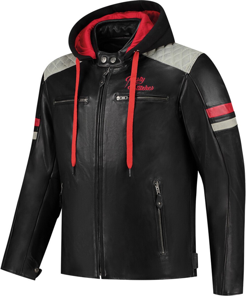 Rusty Stitches Jari Hooded V2 Motorfiets lederen jas -