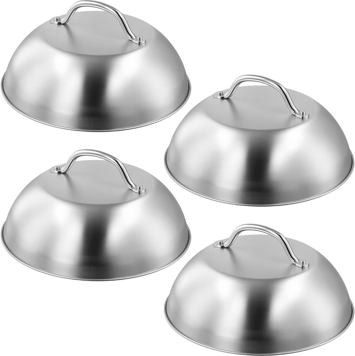 Hamburgerbel Set Grill Deksel Burgers Bereiden Roestvrij Staal 4 Stuks 22.5cm Zilver