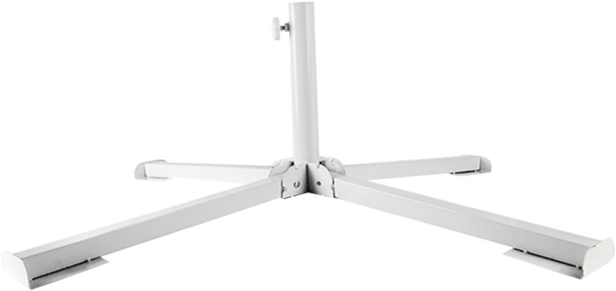 Draagbare Parasolvoet - Inklapbare Steun - Buiten Zitten - Vier Poten Stabiliteit - 85 x 85 x 30 cm - Wit