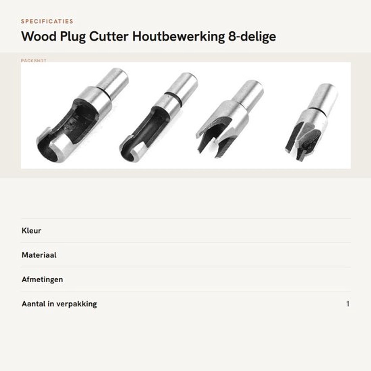 Dailygoods - Wood Plug Cutter - Houtbewerking - 8-delige set - Koolstofstaal