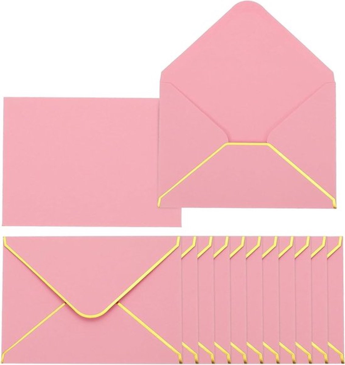 Set van 50 Roze A6 Enveloppen met Gouden Rand voor - Allecto Plus