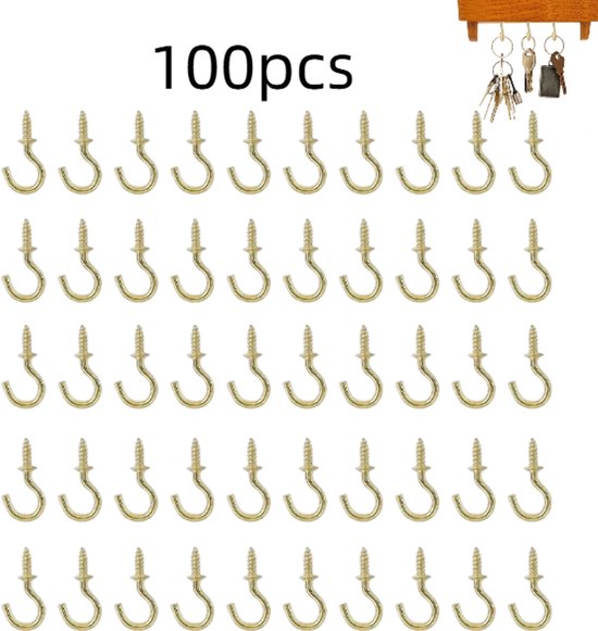 100 gouden schroefhaken.