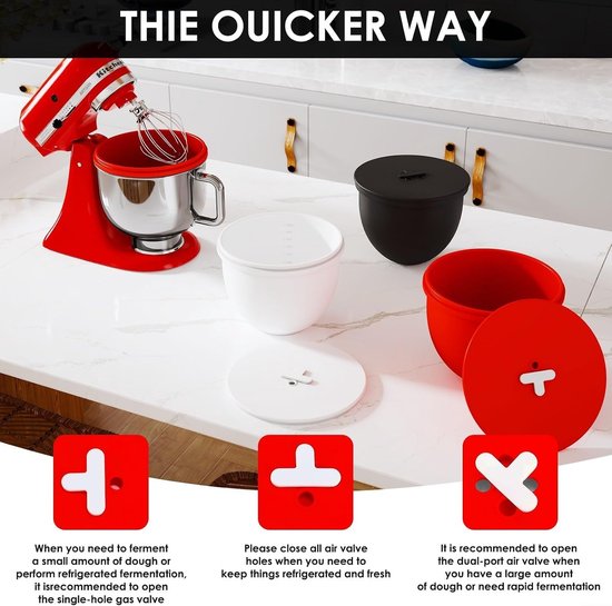 Siliconen komvoeringen - Mixer accessoires - Bakken en mengen - Met deksel - 5 Qt - Zwart — afbeelding 4