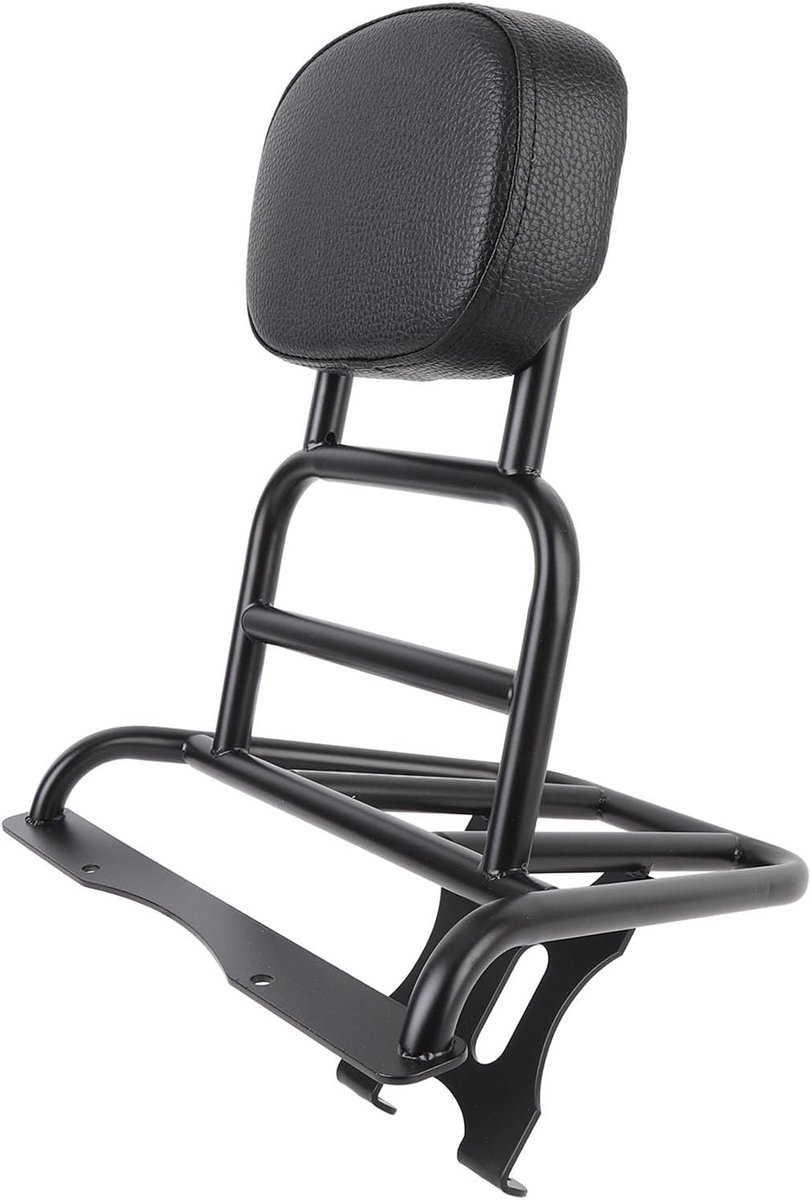 Motorfiets rugsteun - Bagagedrager kussen - Comfortabel rijden - Weerbestendig staal - 40 x 32 x 31 cm - Zwart