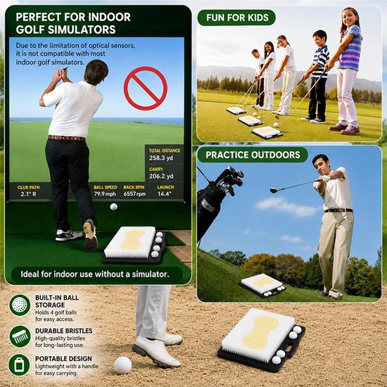 Golf Trainingsmat - Indoor Golfmat - Swing Oefenen - Allround Trainingshulp - 40 x 35 cm - Groen van GOLF — afbeelding 3