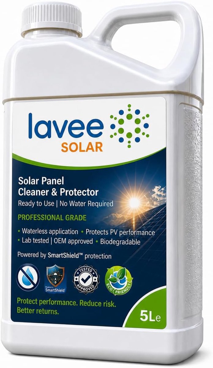 Paneel Reiniger - Zonder Water - Zonnepanelen Onderhoud - Vuilafstotende Bescherming - 5 Liter - Transparant
