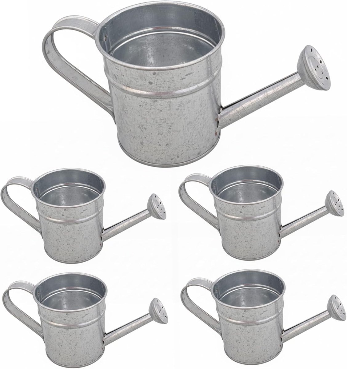 Mini Gieters - Kleine Metaal - Kamerplanten Verzorgen - Gegalvaniseerd IJzer - 5 Stuks - Zilver