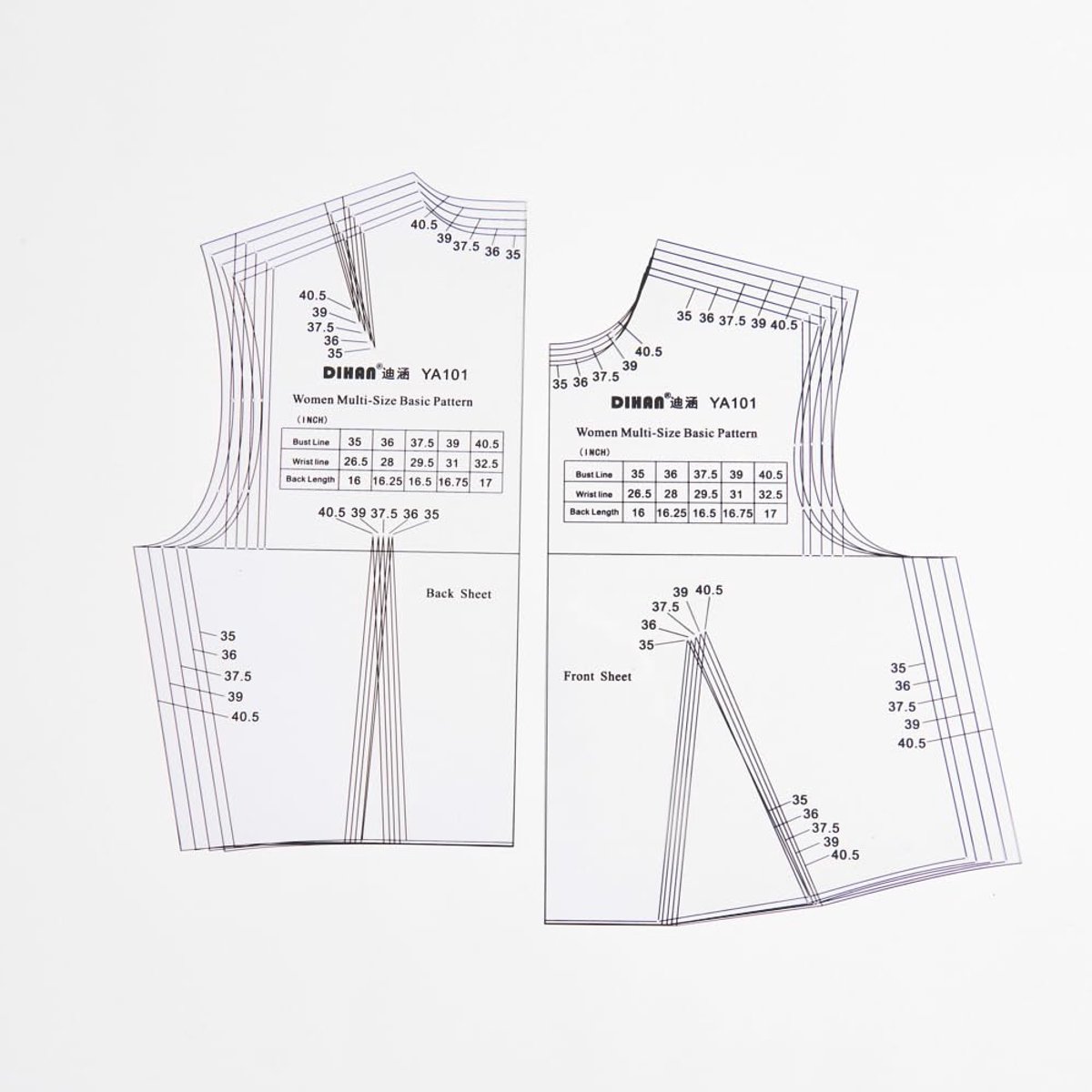 Naairuler Set - Patroonlinialen - Kleding Ontwerpen - Meerdere Maten - Basis Set - Transparant