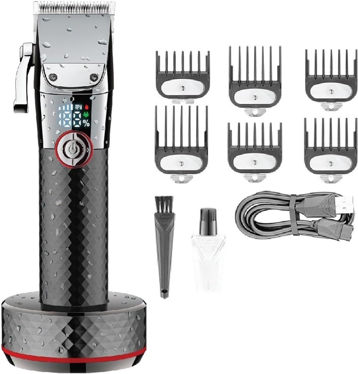 Herentondeuse - Haartrimmer Elektrisch - Thuis Kapsel Maken - IPX7 Waterdicht - 5 Uur Gebruik - Rood