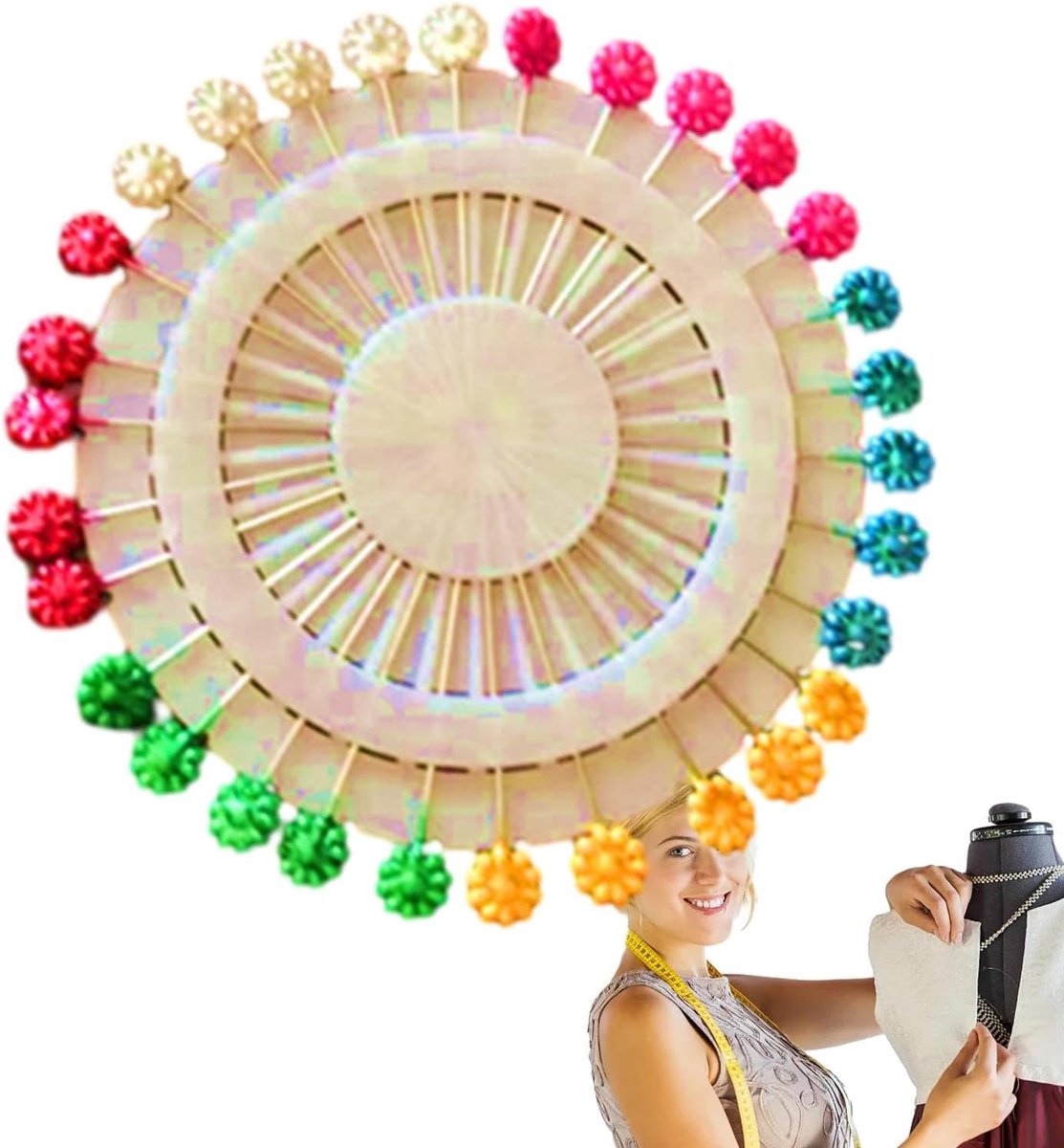 Naaispelden met kop - Stoffen spelden - Stoffen vastzetten - Kleurrijke kralen - 1 set - Willekeurige kleuren
