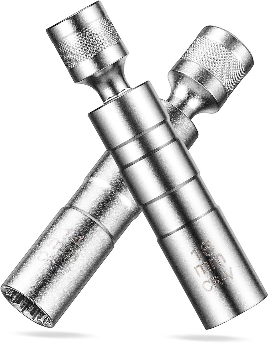 Bougiesleutel Dop - Motor Gereedschap - Motor Onderhoud - Magnetisch Draaibaar - 14mm 16mm - Zilverkleurig