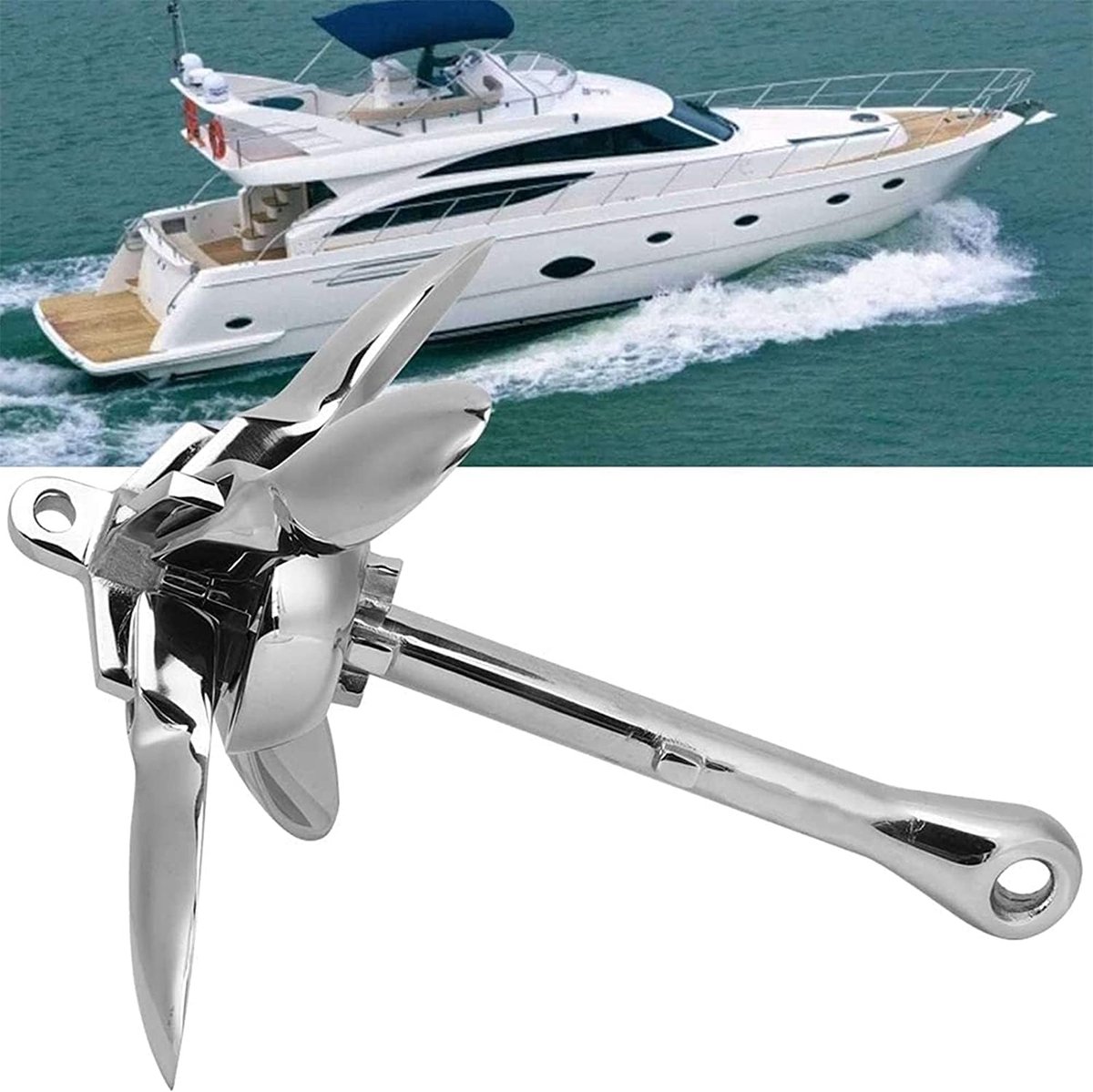 Opvouwbaar Anker - Kleine Boot Anker - Watersport Stabiliteit - 4-Slags Grip Design - 0.7 kg - Zilver