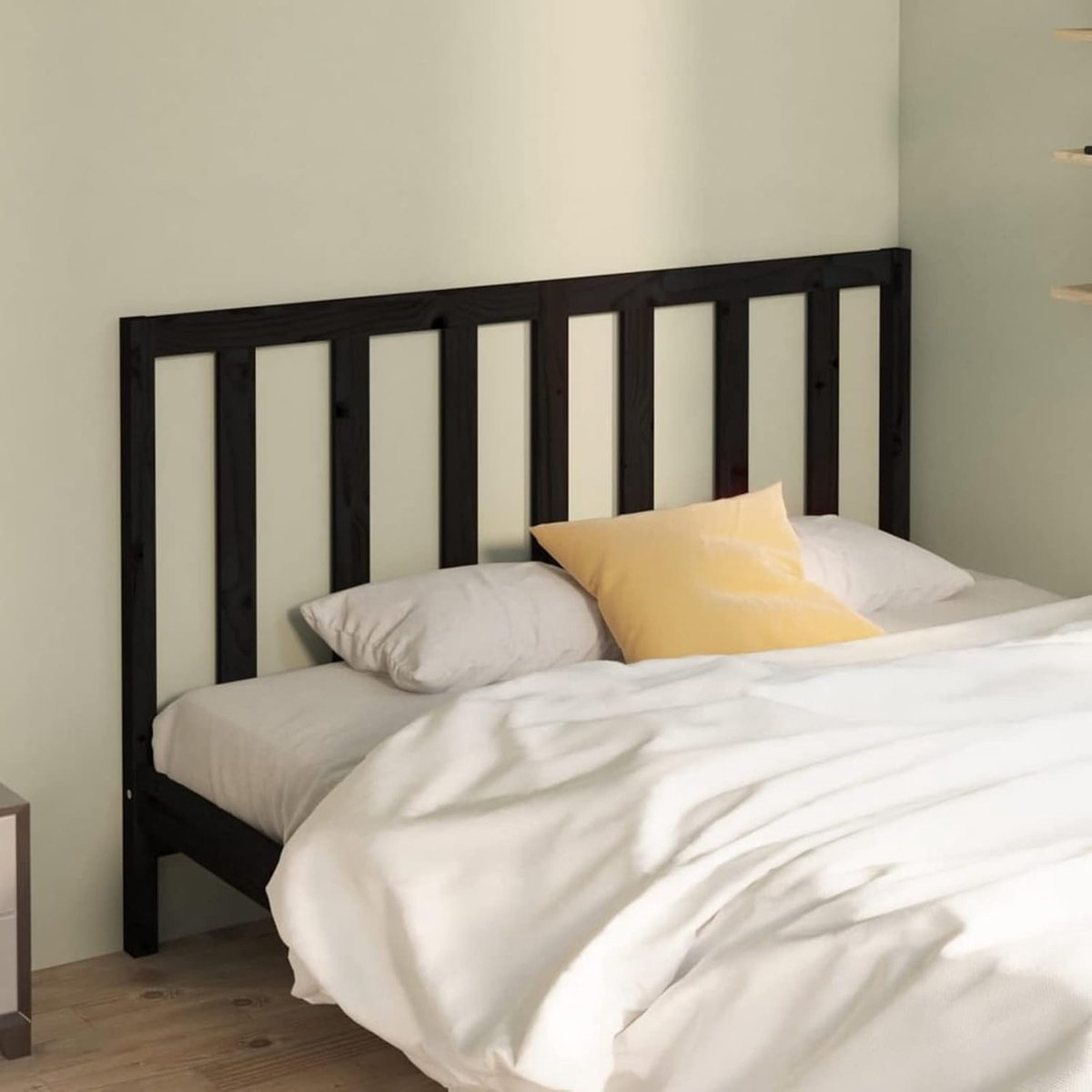 Hoofdbord voor bed - Paneel hoofdeinde - Slaapkamer decoratie - Massief grenenhout - 126 x 100 cm - Zwart