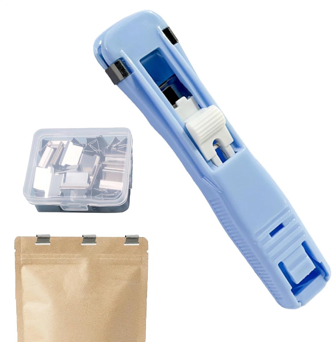 Nietmachine met clip - Papierbinder - Documenten organiseren - Nietvrije bevestiging - 45 vellen capaciteit - Blauw