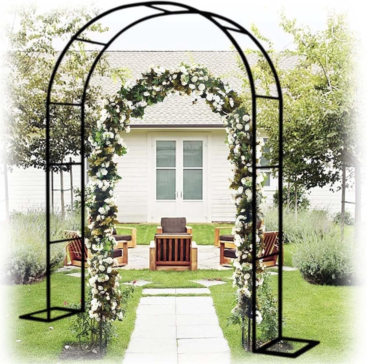 Tuinboog - Decoratie boog - Tuin decoreren - Klimplant ondersteuning - 240x220x40CM - Zwart