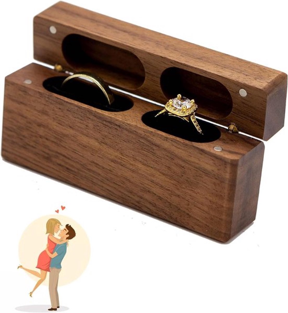 Houten ringendoos voor aanzoek en verloving Allecto Plus