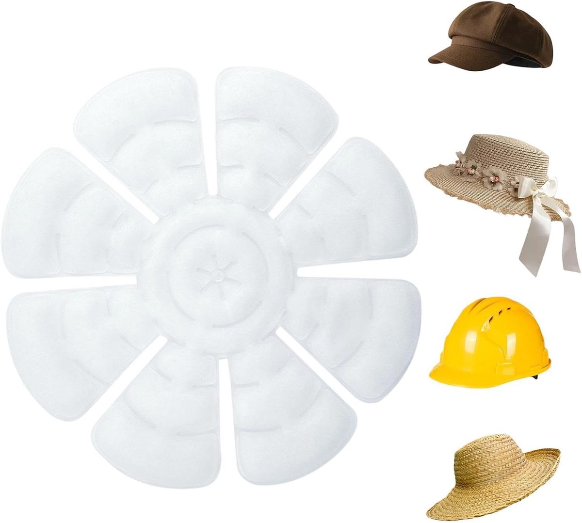 Koelinzetstuk voor muts - Verkoelend kompres - Zomerse afkoeling - Water geactiveerd - 22 cm - Afgebeeld