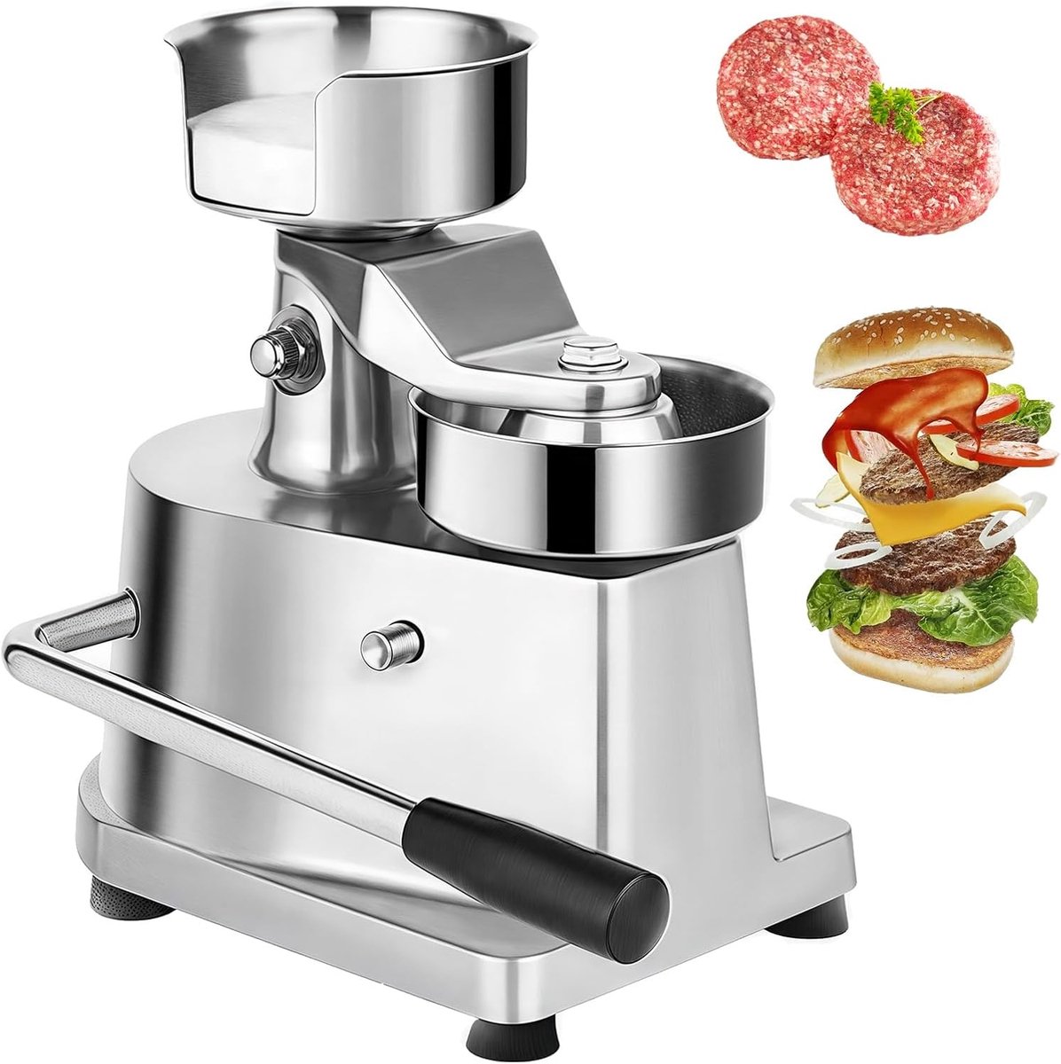 Burgerpers - Vleesvormer - Pasteitjes Maken - Roestvrij Staal - 10cm Diameter - Zilver