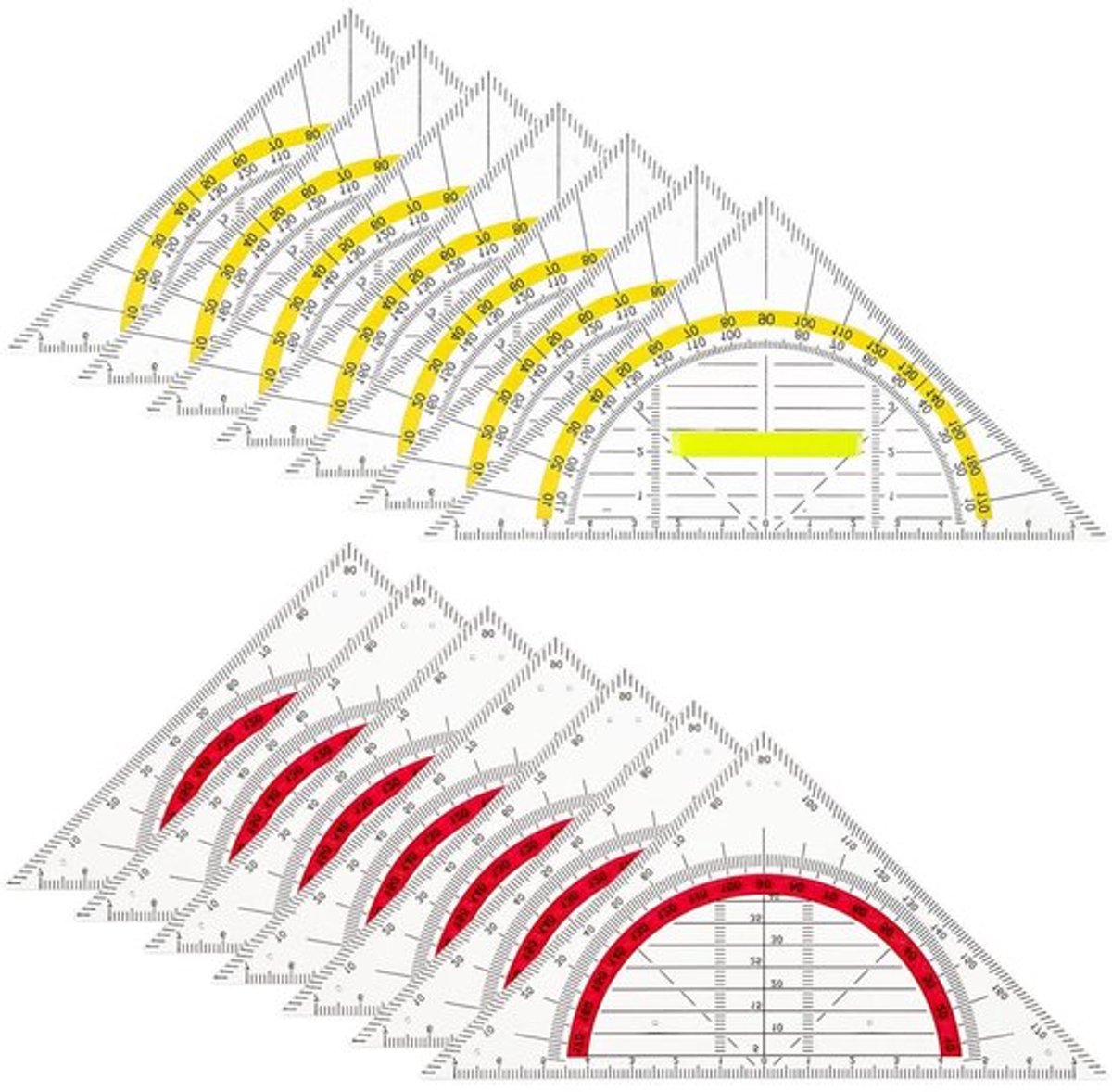 Set van 12 geodriehoeken met handvat, 14 cm - Inovra Plus