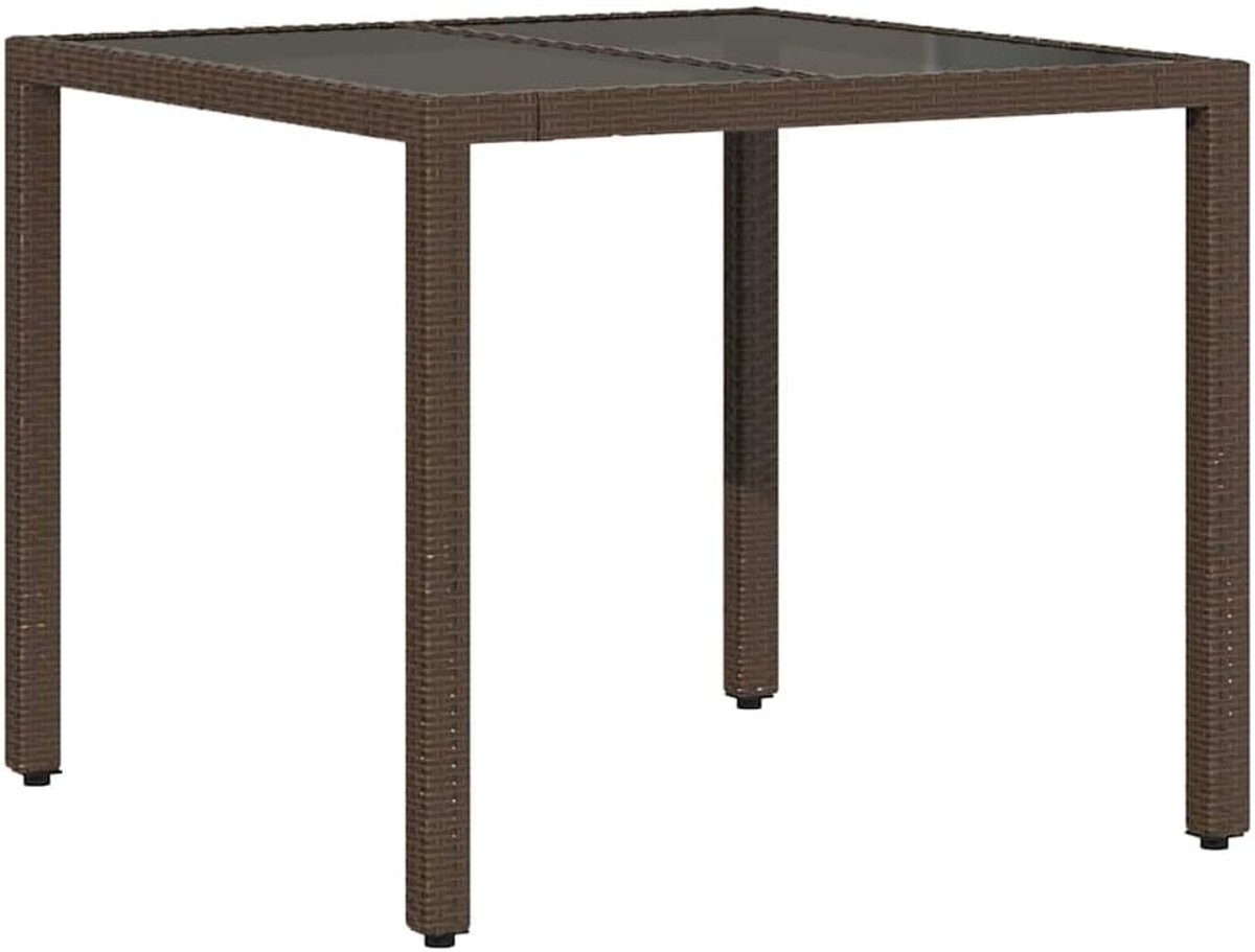 Tuintafel - Outdoor tafel - Buiten dineren - UV-bestendig glas - 90x90x75 cm - Bruin