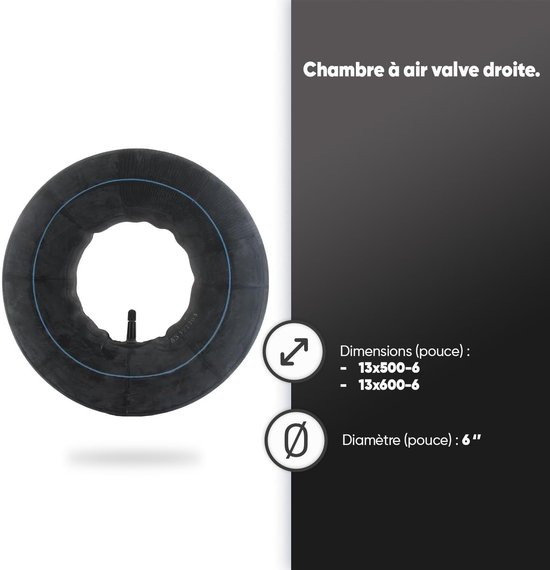 Luchtkamer - Banden binnenband - Grasmaaier Onderhoud - Ventiel Rechts - 13 Inch - Zwart — afbeelding 2