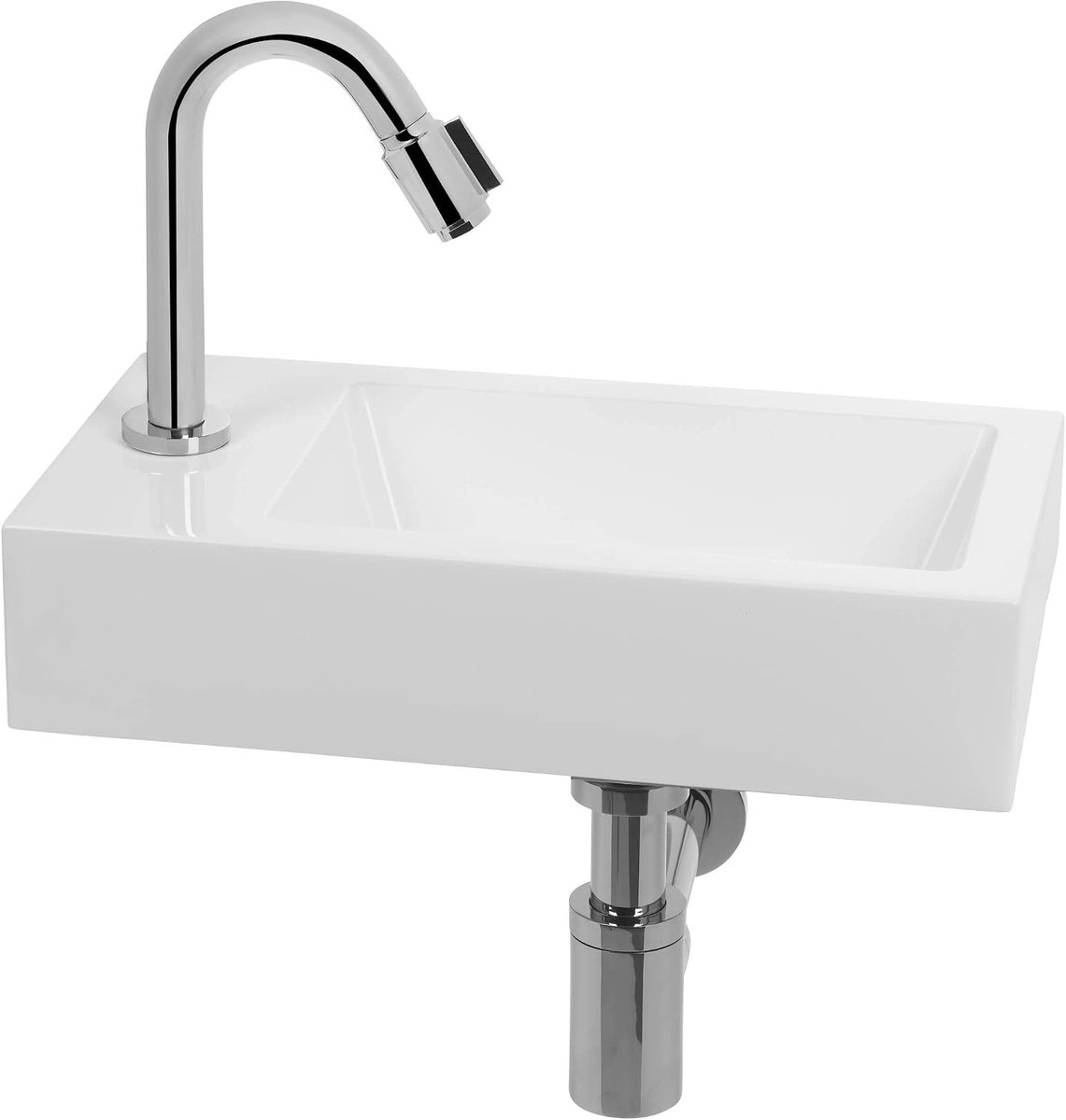 Wastafel Set - Fontein Set - Badkamer Inrichten - Mineraal Marmer - 1 Stuk - Wit