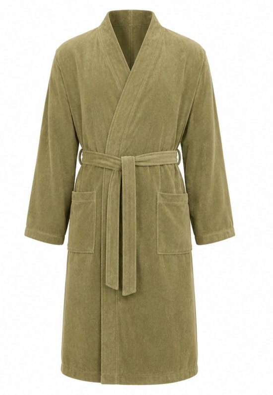 Katoenen kimono badjas - Sauna badjas-olijfgroen-2XL/3XL