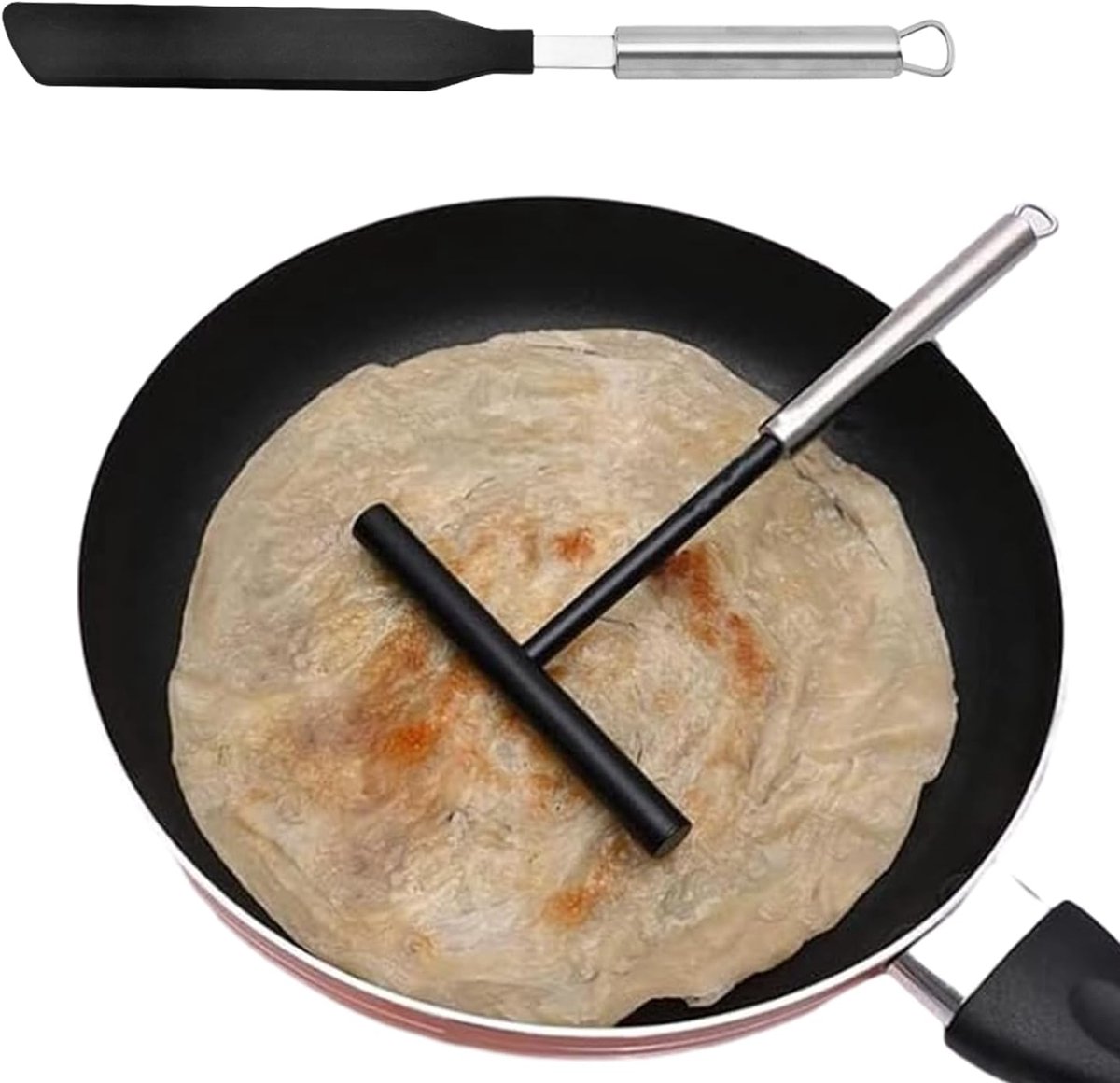 Pannenkoeken Gereedschap - Beslag Spatel - Gelijkmatig Bakken - Antiaanbaklaag - 20 cm Dispenser - Zilver